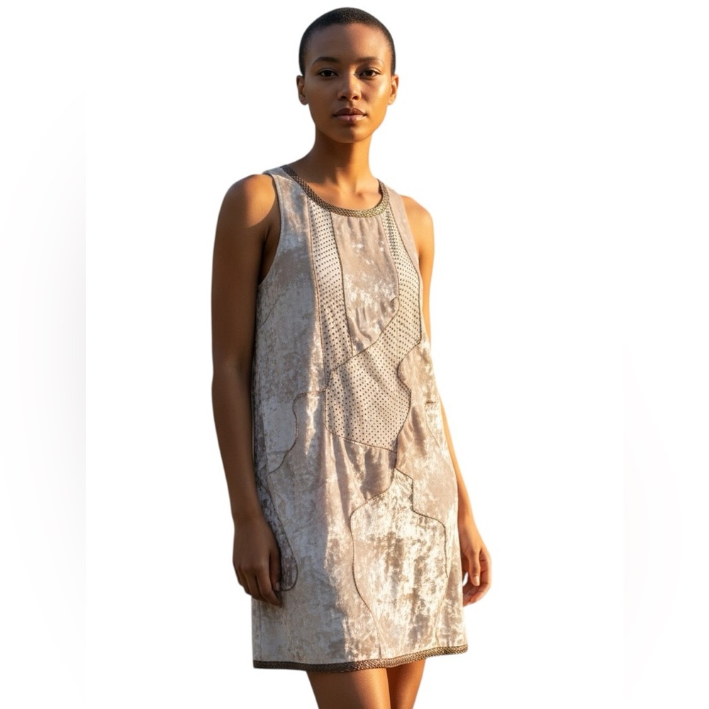 REISS Ivory Sequined Dress size 6 Round Neck Sleeveless Shift Vintage Size 6